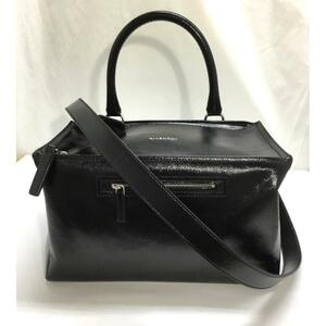 送料無料 中古A ジバンシィ バッグ GIVENCHY パンドラ ミディアム 2way エナメル レザー ブラック 147332