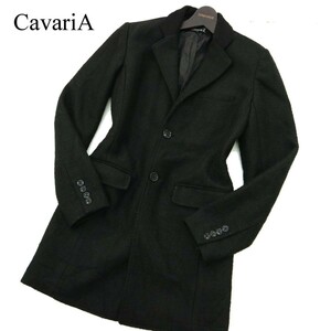 CavariA キャバリア 秋冬 ウール混★ スリム チェスター コート Sz.44　メンズ 黒　A2T13887_C#N