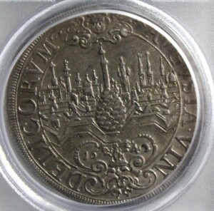 1643年 ドイツ アウグスブルク 都市景観 フェルディナンド3世 ターラー 銀貨 PCGS MS62 準最高鑑定品！！