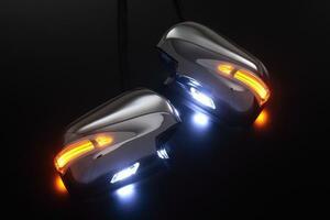 AZR 60/65 ノア 後期 LED ウィンカー ミラー Type LS [メッキ/ポジ橙光] フットランプ付き LEXUSルック