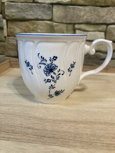 ★USEＤ良品　ノリタケ　NORITAKE　クラフトーン　8709　花柄　マグカップ　ブルー×ホワイト　★