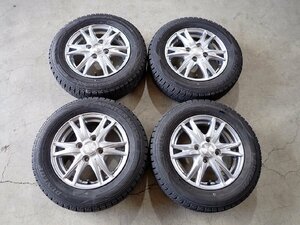 YS6643【送料無料155/70R13】ミライース バモス ピクシスエポック 2021年製 ダンロップ 中古スタッドレスセット■13×4J 100/4H ET43■