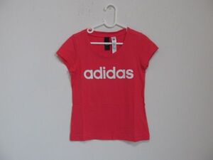 (59031)アディダス　adidas　キッズ　半袖　ロゴ　Tシャツ　ピンク系　130㎝　USED