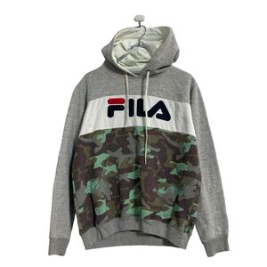 FILA プリント スウェット パーカー S～ グレー ホワイト 迷彩 フィラ プルオーバー 古着卸 アメリカ仕入 a606-6978