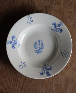 古いロレーヌ紋様のスープ皿 / 1900年前後・France / アンティーク 古道具 民陶 