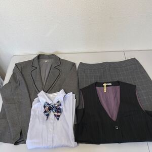 19号 中古 スカート ベスト ブラウス ジャケット リボン 5点セット 事務服 OL 会社制服 受付/Amatir SUNPEXIST/おしゃれ/大きいサイズ 