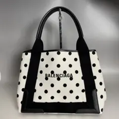 Balenciaga 美品 ドット ネイビーカバスS ハンドバッグ バレンシアガ