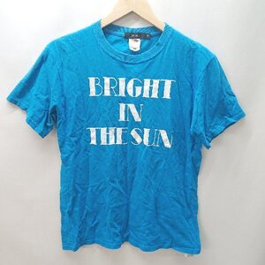 ◇ RAGEBLUE×FRUIT OF THE LOOM コットン100％ 英字ロゴあり 半袖 Tシャツ サイズM ブルー系 レディース メンズ E