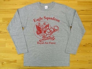 R.A.F. Eagle Squadron 杢グレー 5.6oz 長袖Tシャツ 赤 S ミリタリー イギリス空軍 イーグル飛行中隊 U.S. AIR FORCE