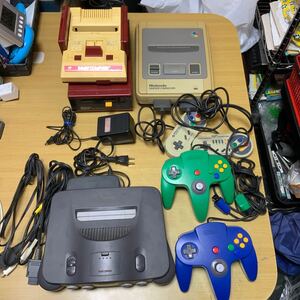 ★レトロゲームNintendo64 ファミリーコンピュータ ファミリーコンピュータディスクドライブ スーパーファミコン全4台動作未確認ジャンク品