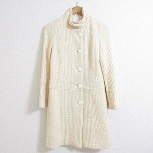 美品 courreges クレージュ スタンドカラーコート 38 アイボリー ◆