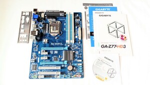 BIOS未確認・付属あり★GIGABYTE 「GA-Z77-HD3 rev. 1.0」ATXマザーボード・LGA1155・3D BIOS(Dual UEFI搭載) Gen／USB／SATA 3.0 PCパーツ