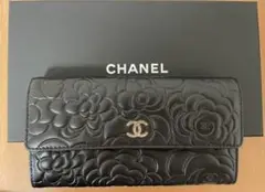 CHANEL シャネル 長財布　カメリア　ラムスキン