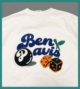 1342◆BEN DAVIS ベンデイビス◆ビッグロゴ ビリヤード球 サイコロワッペン コットン 半袖 Tシャツ ホワイト XL