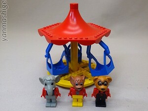 80sビンテージ LEGO Fabuland 3体付き 回転空中ブランコ レア「象/サスペンダー」＋「マウス」＋「アライグマ/Oオール」 ファビュランド