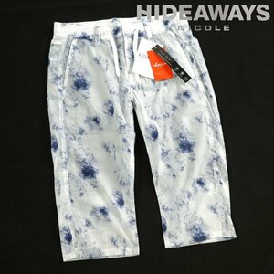 新品1円～★HIDEAWAYS NICOLE ハイダウェイ ニコル メンズ 春夏 ストレッチタフタクロップドパンツ 44 S ネイビー白 正規店本物◆4202◆