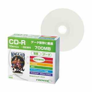 【新品】（まとめ）ハイディスク データ用CD-R700MB 52倍速 ホワイトワイドプリンタブル 5mmスリムケース HDCR80GP10SC1パック