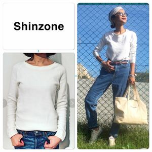 ザ シンゾーン THE SHINZONE ワッフルプルオーバー 綿100％ ホワイト トレーナー スエット ワッフルカットソー F