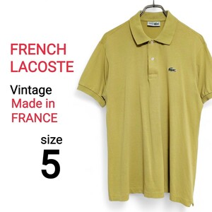 正規品 フランス製 CHEMISE LACOSTE フレンチラコステ ポロシャツ スモーキーイエロー 半袖 コットン フェード ヴィンテージ古着