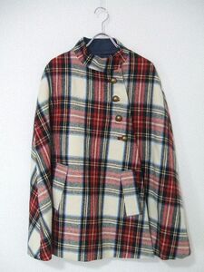 A.P.C. チェック柄 ポンチョ レッド レディース アーペーセー 中古 1-0925A 177427