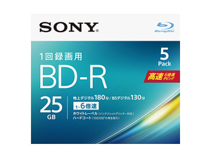 ビデオ用BD-R 25GB SONY 5BNR1VJPS6 6倍速 5枚パック インクジェット対応