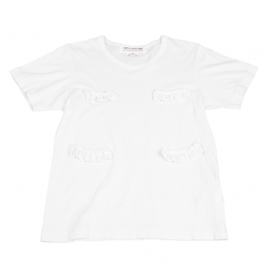 コムデギャルソン ガールCOMME des GARCONS GIRL ギャザーフラップ叩きつけTシャツ 白M 【レディース】