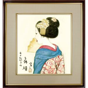 竹久夢二「舞姫」 複製色紙額 特殊工芸画 額入り 美人画 大正ロマン 女十題 絵画 美術品 模写 名画レプリカ 日本画 K10-032