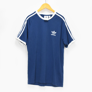 adidas アディダス アディダスオリジナルTシャツ 半袖 メンズ M Tシャツ カットソー 青 ブルー 紺 ネイビー 3ストライプ ロゴ FM3772