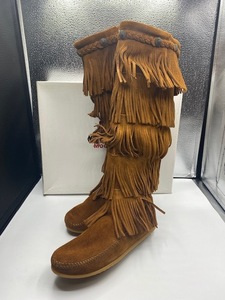 【新品】MINNETONKA 5LAYER FRINGE BOOTS 1652 BROWN US5.0 22.0cm ミネトンカ 5レイヤーフリンジブーツ ブラウン スウェード 