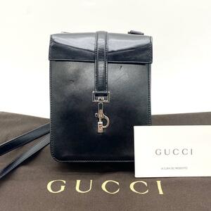 GUCCI グッチ ショルダーバッグ ショルダーポーチ ブラック レザー g00619