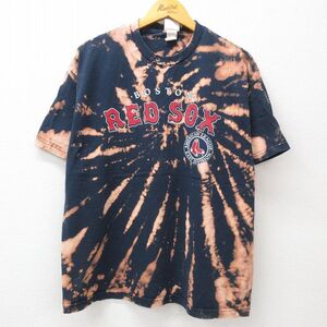 XL/古着 リー Lee 半袖 ビンテージ Tシャツ メンズ 00s ボストンレッドソックス コットン クルーネック 紺他 ネイビー ブリ