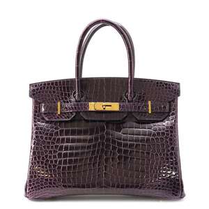 エルメス バーキン30 オーベルジーヌ/ゴールド金具 ポロサスシャイン A刻印 HERMES Birkin ハンドバッグ 【安心保証】