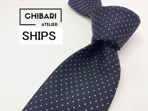 【美品】SHIPS　シップス　ドット柄 ネクタイ 3本以上 送料無料 メンズ ネイビー　1102187