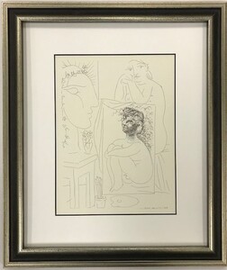 【特価】　≪　　パブロ・ピカソ　　≫　　リトグラフ【石版画】　SEATED NUDE PAINTING AND SCULPTURED HEAD 　1956年　　PABLO　PICASSO