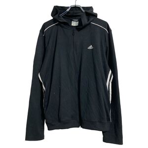 adidas ロゴ ジャージ パーカー XL ブラック アディダス ジップアップ ビッグサイズ 古着卸 アメリカ仕入 a608-5574