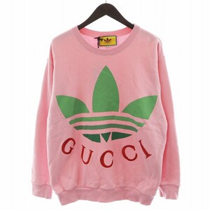 グッチ GUCCI × adidas Originals アディダスオリジナルス スウェット トレーナー プリント ロゴ XS ピンク 緑 グリーン 721361