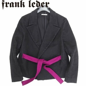 ●FRANK LEDER フランクリーダー モールスキン ウールリボン ボタンレス ジャケット 黒 ブラック S