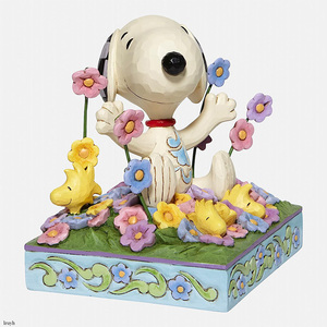 お花畑 スヌーピー ウッドストック レトロ ビンテージ オブジェ フィギュア PEANUTS パステル系 可愛い インテリア 置物 ギフト プレゼント