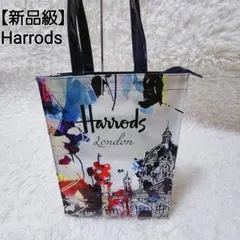 【新品級】【希少】Harrods ハロッズ  水彩プリントトートバッグ 大容量