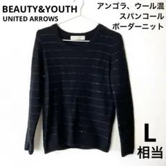 BEAUTY&YOUTH アンゴラ　ウール　スパンコール　ボーダーニット