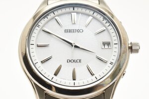 稼働品 セイコー ドルチェ ラウンド シルバー デイト 7B24-0AV0 ソーラー メンズ 腕時計 SEIKO