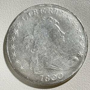 アメリカ 硬貨 古銭 自由の女神 1800年 帽子 リバティ ハクトウワシ 雲と13の星 独立十三州 盾 矢 オリーブの枝 コイン 重26.41g 銀貨