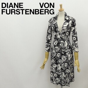 ◆DIANE von FURSTENBERG Vintage ダイアンフォン ファステンバーグ JUSTIN 総柄 シルクジャージー ラップ ワンピース 2