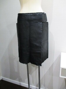 イオ　io　アッシュペーフランス　牛革レザースカート　黒　送料無料　サイズ2　H.P.FRANCE