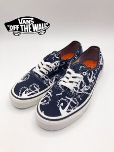 【未使用】 VANS バンズ オーセンティック AUTHENTIC 44 DECK DX ローカット スニーカー サイズ27.5cm ネイビー アンカー柄 紐