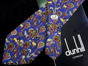 ♪今週の特売980円～♪1246♪状態並品【dunhill】ダンヒル【キリン シマウマ シカ 動物 dロゴ 柄】ネクタイ♪