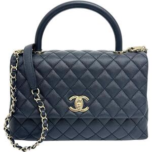 CHANEL/シャネル ココハンドル29 A92991 2WAYバッグ ハンドバッグ 2020年頃 キャビアスキン ネイビー/シルバー金具 レディース