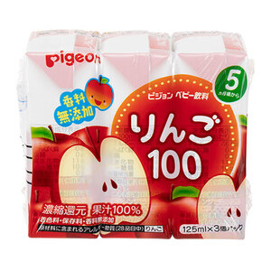 【まとめ買う】ピジョン　紙パックベビー飲料　りんご１００　１２５ｍＬ×３個パック×4個セット