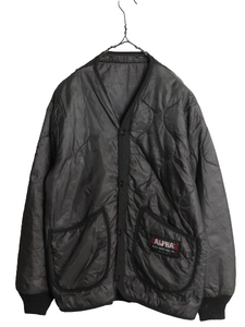 80s 90s USA製 ALPHA INDUSTRIES 社製 中綿 キルティング ライナー ジャケット メンズ M 程 ヴィンテージ オールド アルファ ミリタリー 黒