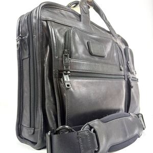 1円【極美品】TUMI トゥミ ALPHA コンパクトスクリーンラージ 96114DH 2way ブリーフケース ビジネスバッグ メンズ レザー ブラック 黒